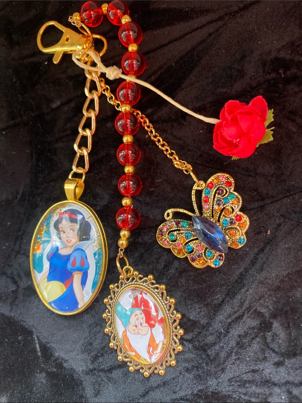 Disney Snow White Bag Charm Key Ring Princess Apple Purse Charm Keychain Rare